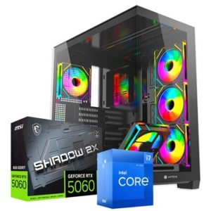 CPU Ensamblado, Intel i7 12700F 4.9 GHz, Memoria RAM 16Gb DDR5, Video Nvidia GeForce RTX 5060 8Gb, Disco Solido 1Tb SSD PCIe Gen4 M.2, fuente 650W 80+ Bronce, gamer