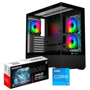 CPU Ensamblado, Intel i5 12400 4.4GHz, Memoria RAM 16Gb DDR5 6000MHz, Disco Solido 1Tb SSD PCIe Gen4, Video Radeon RX 9060 XT 16Gb Gigabyte, fuente 750W Gold 80Plus, gamer